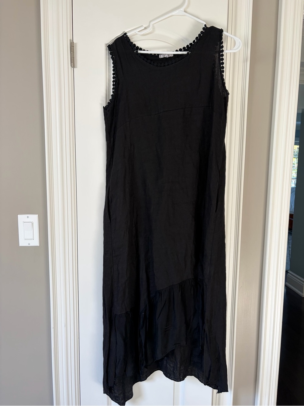 Rosemarie Black Linen Midi Dress Size Medium
